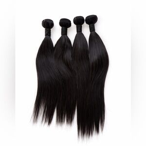 Human hair Blend Bundles Lot in Black Straight Hair 16in + 18 In | 4 Pcs Lot!